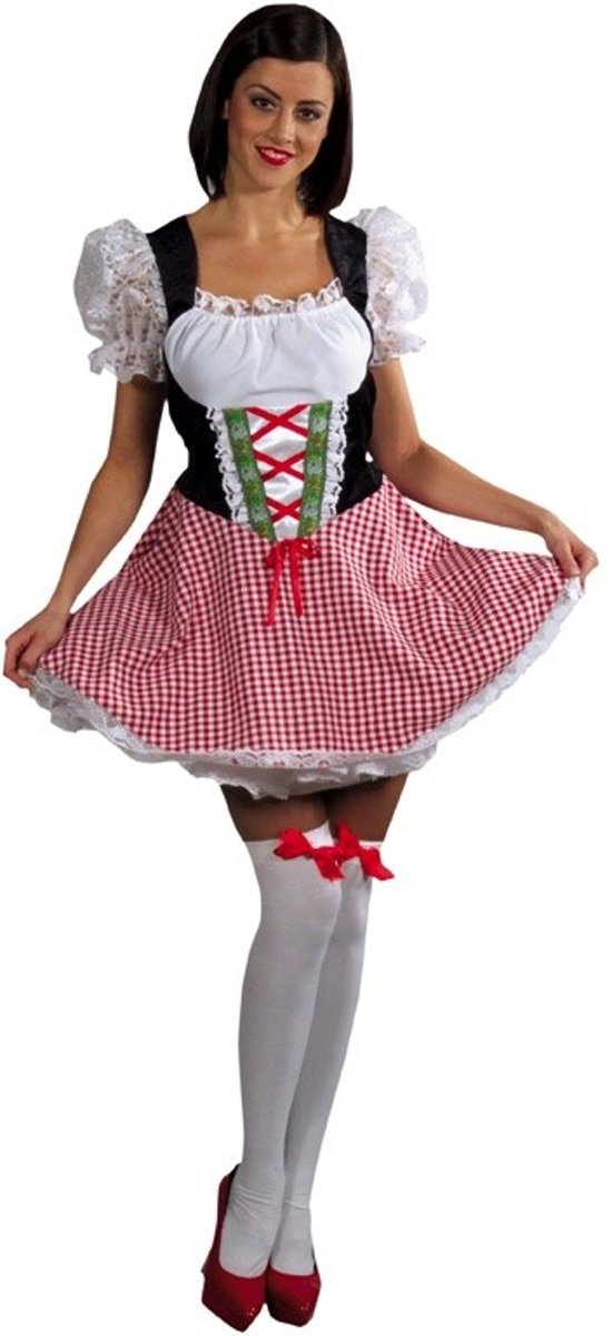 Sexy Heidi jurkje | Oktoberfest dirndl met kanten mouwen | Dames verkleedkleding maat 32/34  (XS)